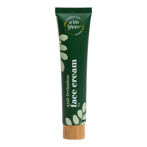 Tube of anti-irritation, ultra hydrating natural face moisturiser.