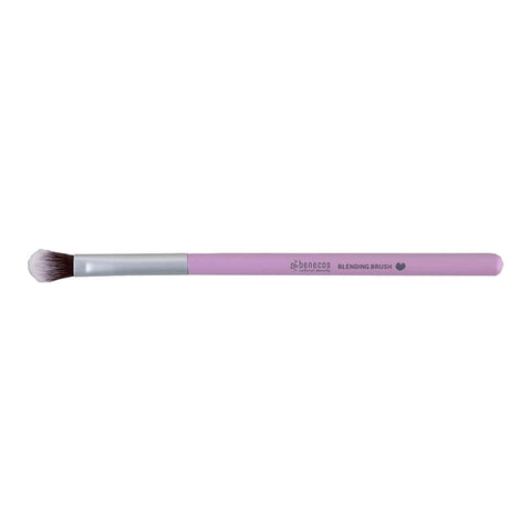 A purple blending vegan makeup brush.