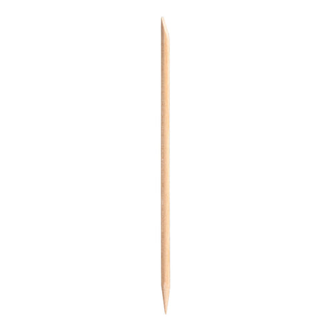 Birch wood manicure stick with a pointed and flat end.