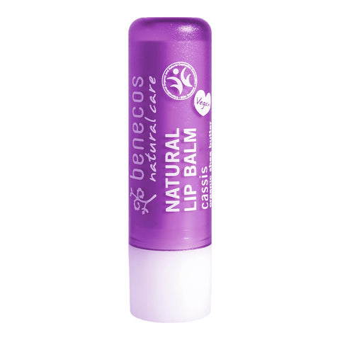 Tube of blackcurrant flavoured certified natural lip balm.