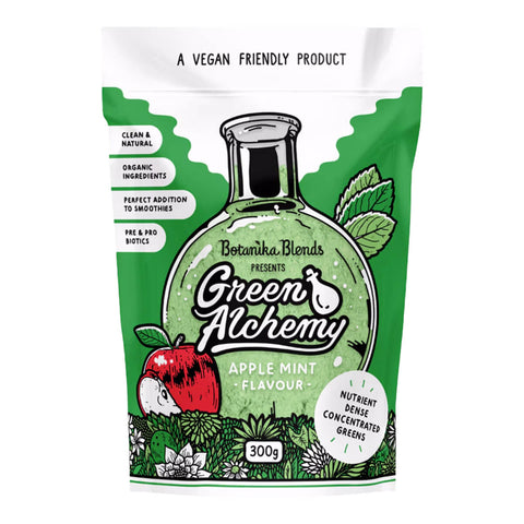 300g bag of Botanika Blends Green Alchemy, a potent blend of concentrated, nutrient dense green ingredients.