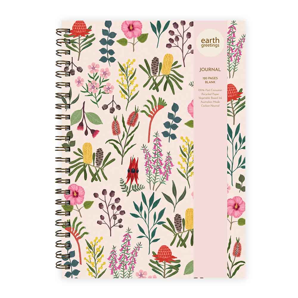 Earth Greetings A4 Blank Journal - Australian Wildflowers – Flora & Fauna