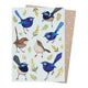 Greeting card made of recycled paper featuring illustrations of birds by Negin Maddock.