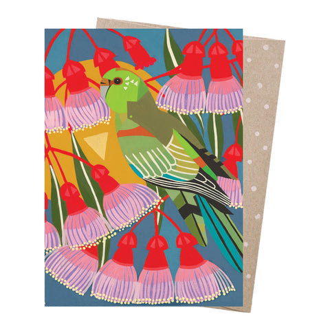 Greeting card made of recycled paper featuring illustrations of native Western Australian flora and fauna by Helen Ansell.