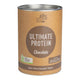 Front view of Eden Healthfoods Ultimate Protein - Chocolate 1kg tin, showcasing a high-protein (80%), alkalising supplement made using a traditional bio-fermentation process.