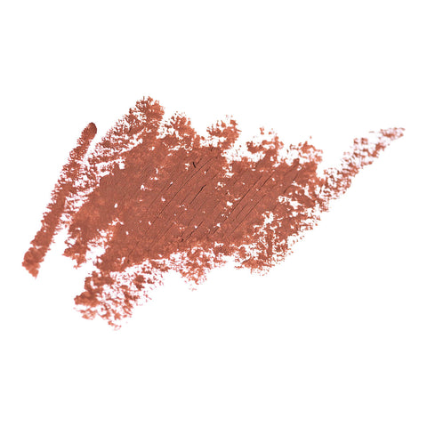 Swatch of lipstick crayon in the shade 'Brave', a taupe nude colour.