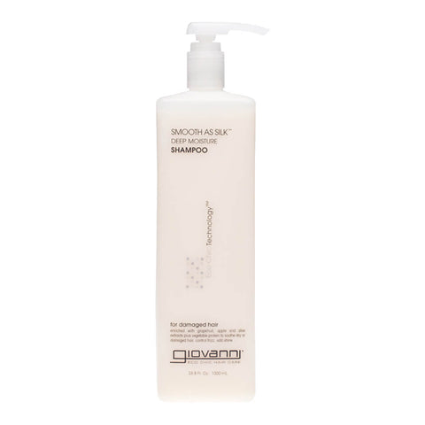 Large size bottle of moisturising shampoo suitable for damaged hair.