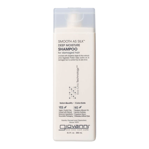 Regular size bottle of moisturising shampoo suitable for damaged hair.