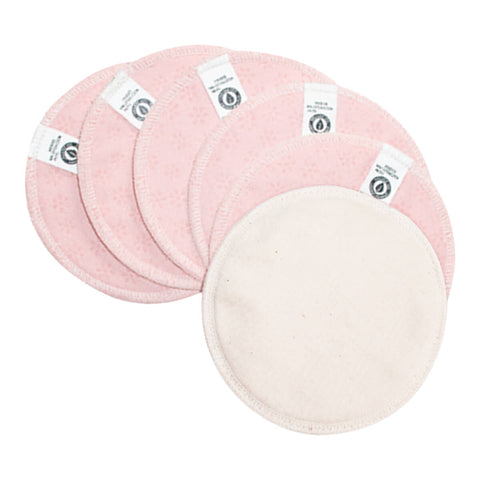 6 pink hannahPAD reusable cloth Nusing Pads, a sustainable solution made of certified organic cotton to manage leaks.