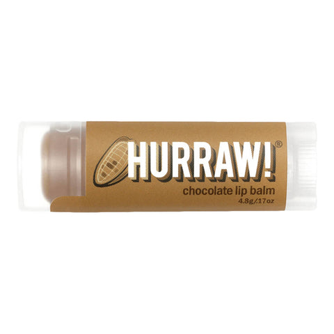 Tube of chocolate organic lip balm.