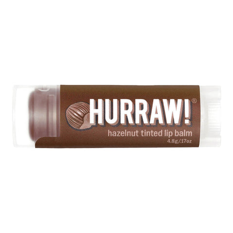 Tube of hazelnut tinted organic lip balm