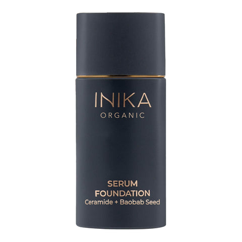 Bottle of organic serum foundation enriched with ceramide and baobab seed.