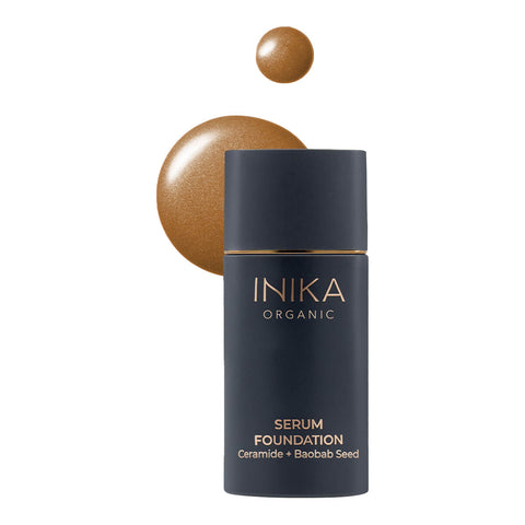 Bottle of organic serum foundation in the shade 'Radiant', suitable for medium skin with olive undertones.