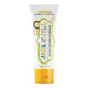 50g tube of Jack N Jill Natural Toothpaste for kids in banana flavour, made with natural ingredients, including xylitol and calendula, which help soothe gums and fight tooth decay. Packaged in a white tube with a playful kids' design and a yellow lid.