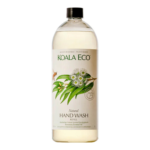 Refill plastic bottle of lemon scented eucalyptus and rosemary natural hand wash.