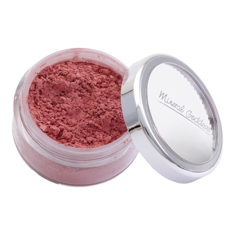 Open 7g pot of Kylie's Professional Mineral Goddess Loose Blush, intense pigments that look great on all skin tones.