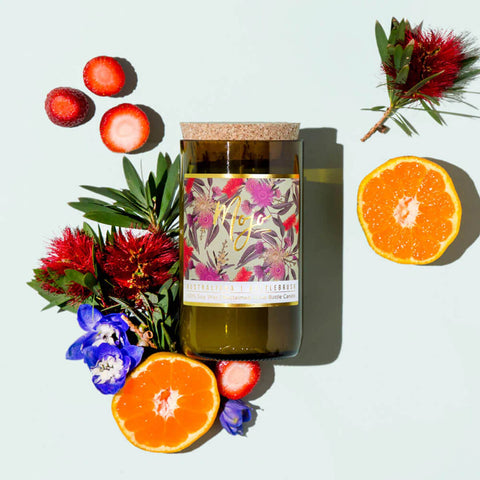 Australiana Reclaimed Wine Bottle Soy Wax Candle - Bottlebrush