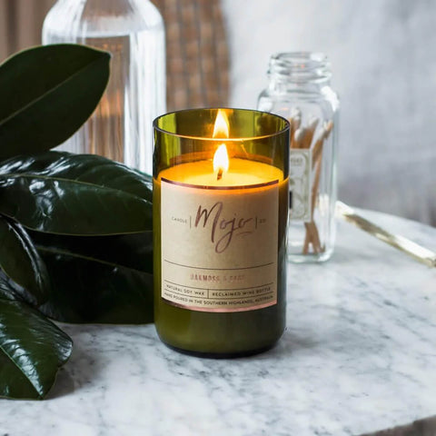 Reclaimed Wine Bottle Soy Wax Candle - Wild Basil & Cucumber