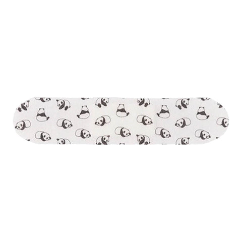 PATCH Kids Bamboo Bandage, made of organically sourced and mechanically-pulped bamboo fabric with a double layered pad. The bandage is white with a panda pattern.