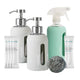 Eco cleaning kit featuring a spray bottle, 4 natural all-purpose cleaner refills, 2 grey coloured foaming hand wash bottles, 4 foaming hand wash refills, and a steel scrubber.