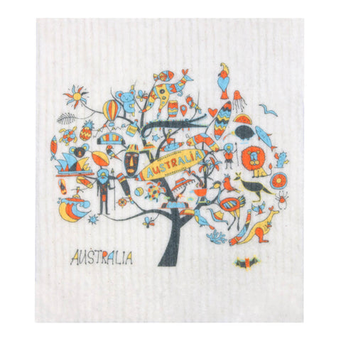 Compostable sponge cloth with an Australian design.