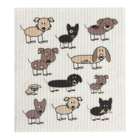 Compostable sponge cloth with a dog design.