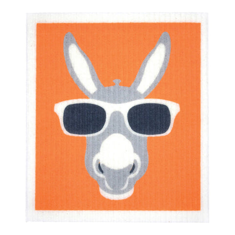 Compostable sponge cloth with a donkey design.