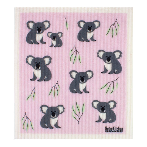 Compostable sponge cloth with a koala design.