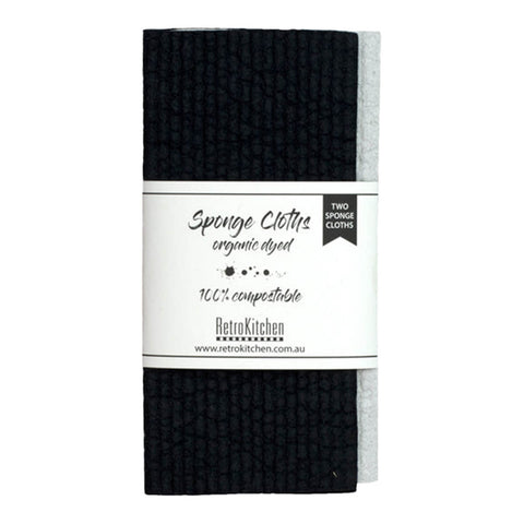 Set of 2 dark and light grey organic dyed compostable sponge cloths.